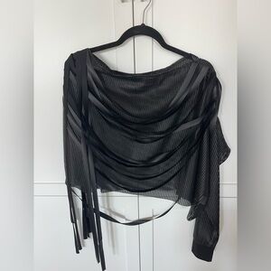 Elegant Angels Never Die Black Draped Women's Top